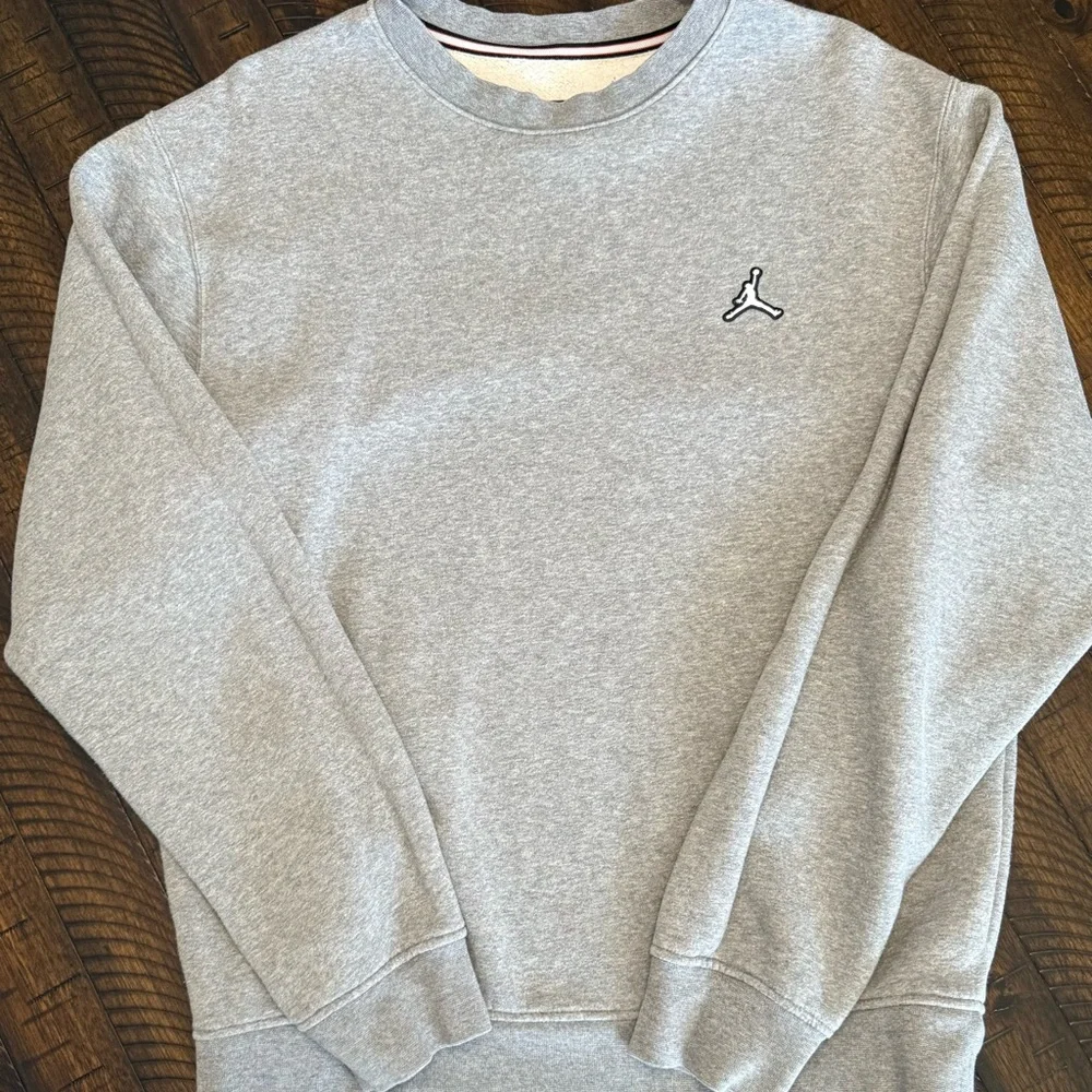 Jordan Jumpman Crewneck Sweatshirt Gray Fleece Pullover Mens Small